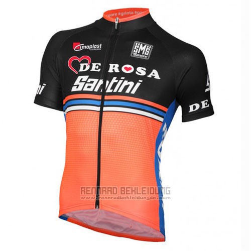 2016 Fahrradbekleidung De Rose Shwarz und Orange Trikot Kurzarm und Tragerhose